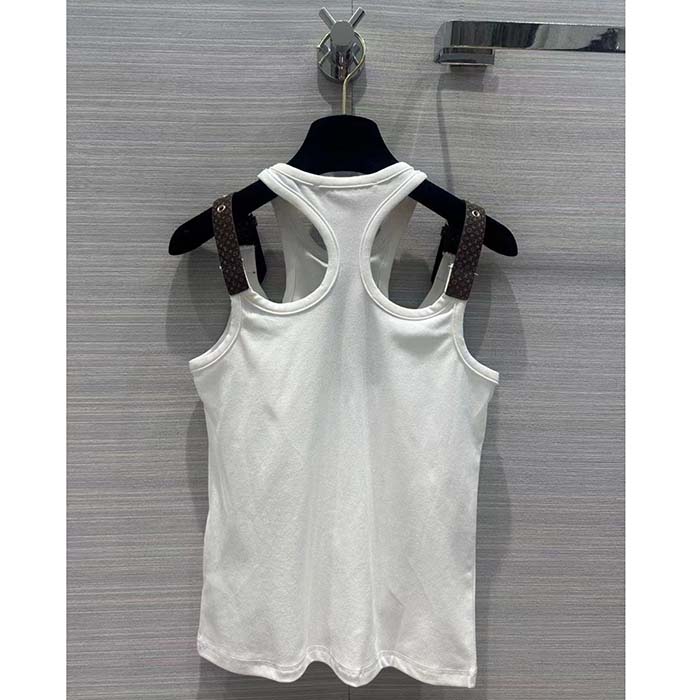 Louis Vuitton Women LV Eyelet Tab Tank Top White Cotton 1AFKP5