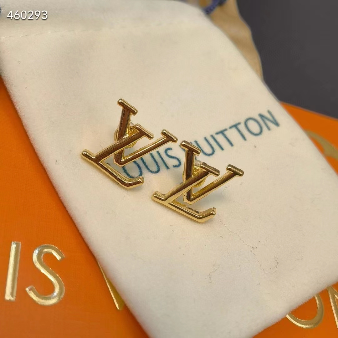 Louis Vuitton Women LV Iconic Earrings Gold-Color Initials M00743