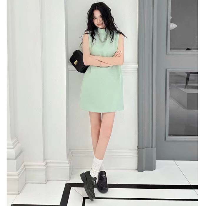 Louis Vuitton Women LV Mock-Neck Straight Dress Almond Green 1AFF75