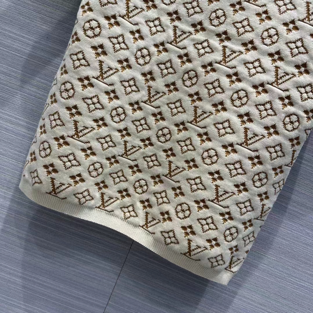 Louis Vuitton Women LV Monogram Jacquard Knit Top Wool Ecru 1AFEEU