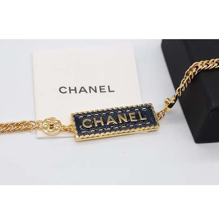Chanel Women CC Chain Belt Metal Gold Blue Ref.  ABC748 B15375 NU456
