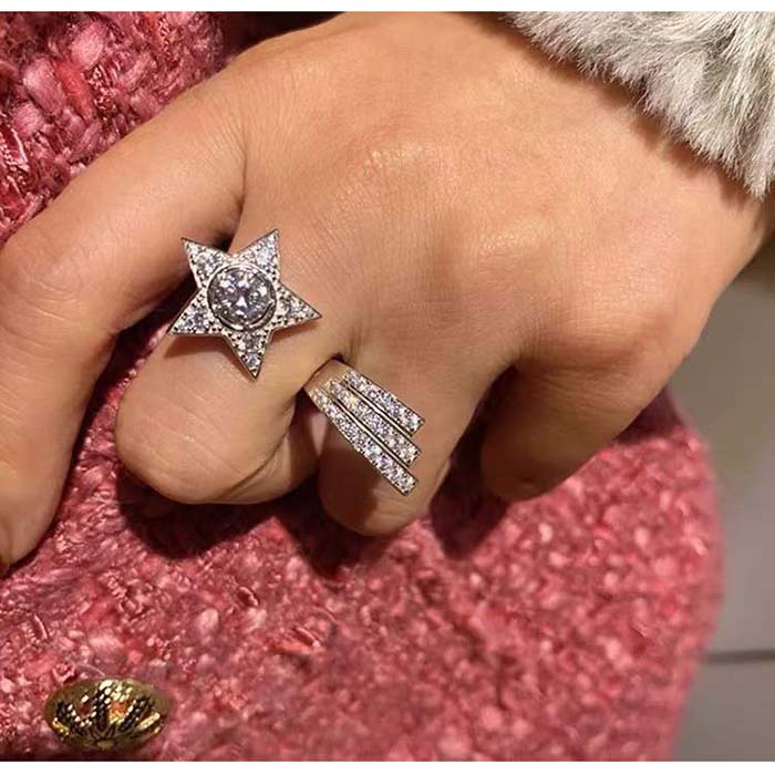 chanel women cc comete 1932 ring 18k white gold Di*m*nds