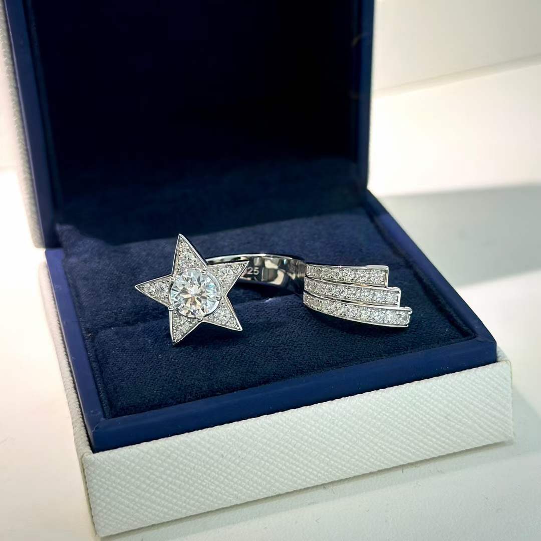 chanel women cc comete 1932 ring 18k white gold Di*m*nds