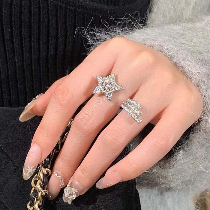 chanel women cc comete 1932 ring 18k white gold Di*m*nds
