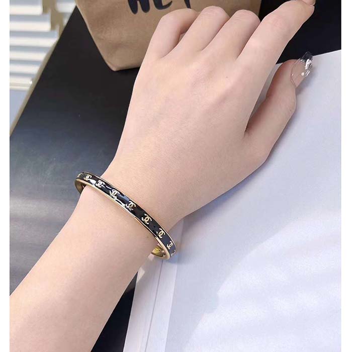 Chanel Women CC Cuff Metal Gold Black Ref. ABC986 B16125 NW383