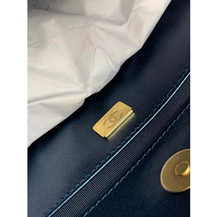Chanel Women CC Hobo Handbag Washed Denim Gold-Tone Metal Blue
