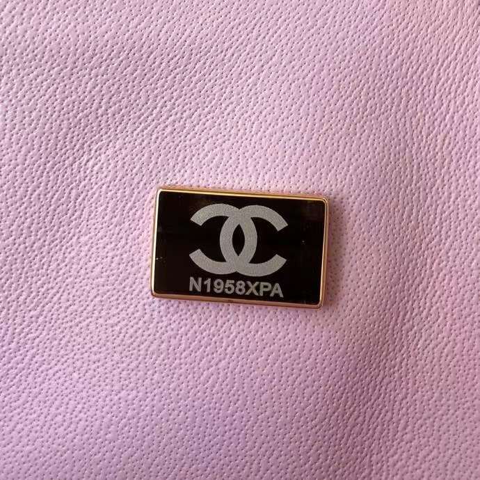 Chanel Women CC Small Classic Handbag Shiny Grained Calfskin Metal Lilac
