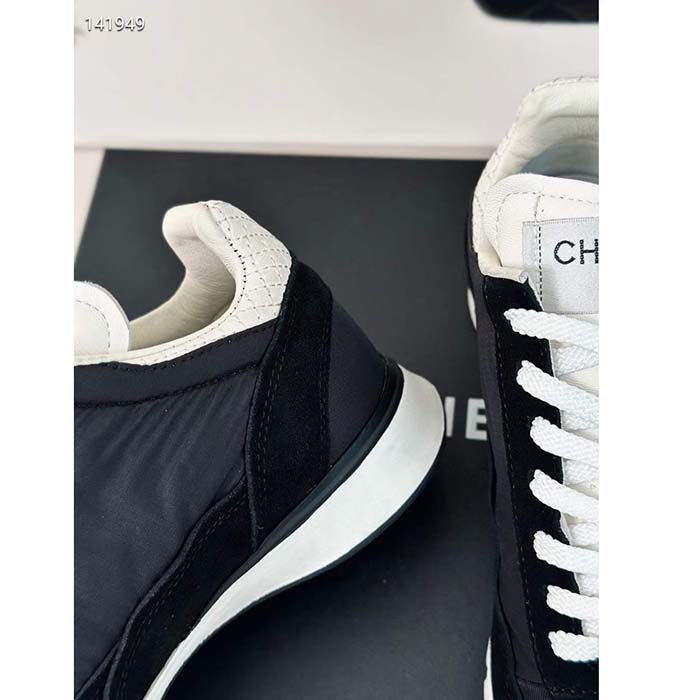 Chanel Women CC Sneakers Fabric Suede Kidskin Suede Calfskin Navy Black