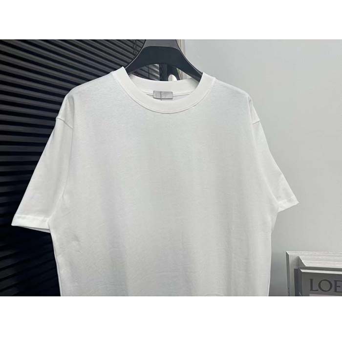 Dior CD Men T-Shirt Ecru Silk Cotton Jersey Ribbed Crew Neck