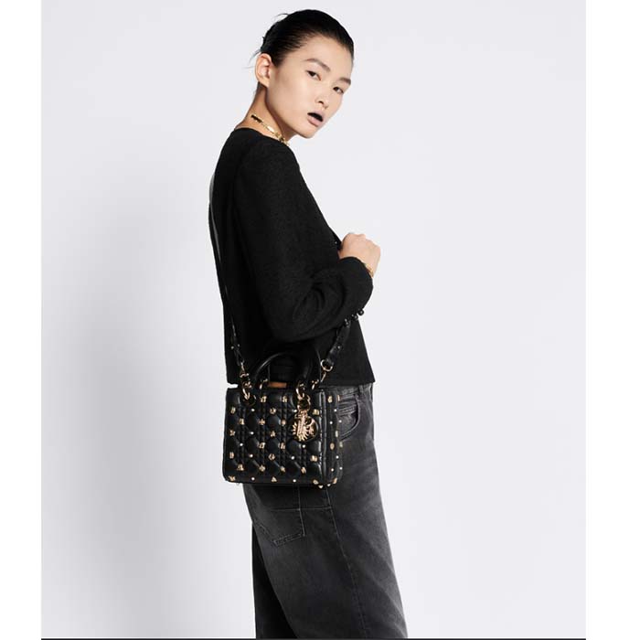 Dior CD Women Small Lady Dior My ABCDior Bag Black Cannage Lambskin