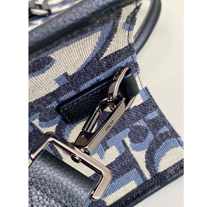 Dior Unisex CD East-West Tote Bag Beige Black Maxi Oblique Jacquard