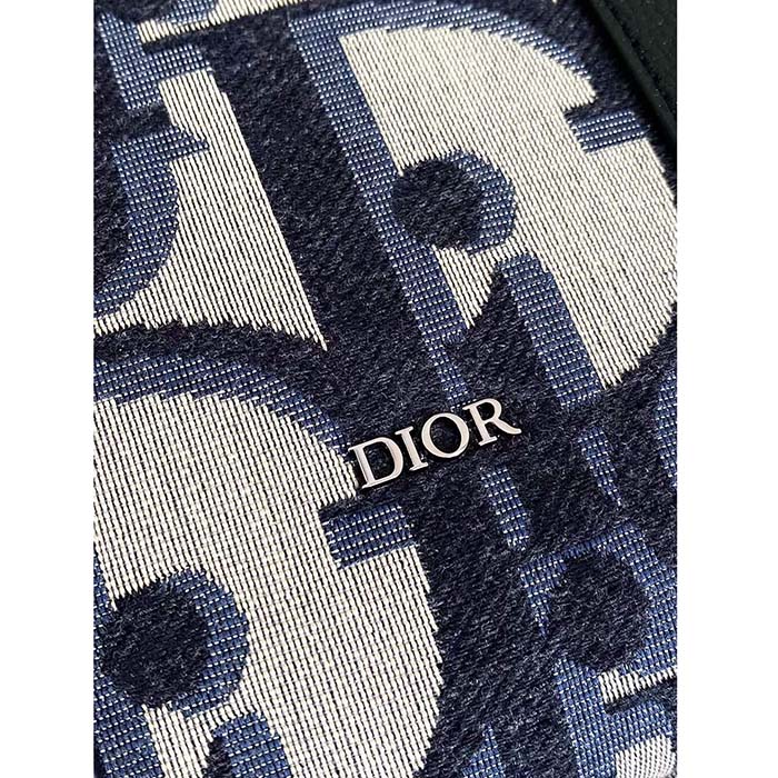Dior Unisex CD East-West Tote Bag Beige Black Maxi Oblique Jacquard