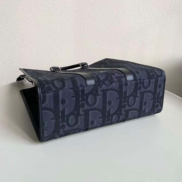 Dior Unisex CD East-West Tote Bag Black Maxi Dior Oblique Jacquard