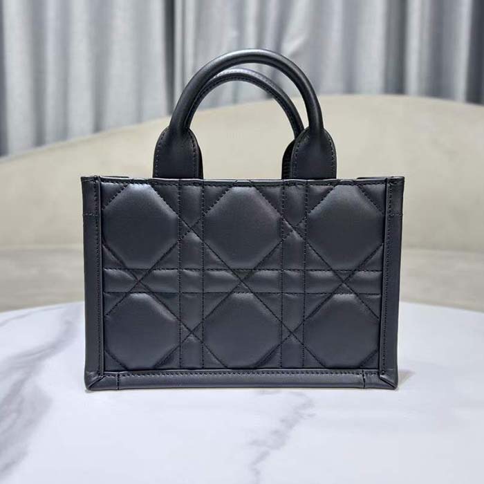 Dior Unisex CD Mini Dior Book Tote Black Macrocannage Calfskin
