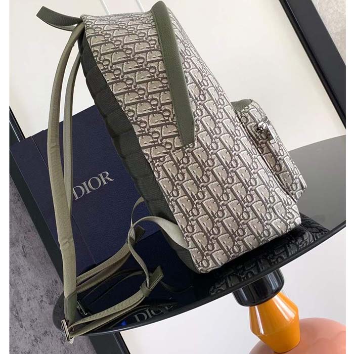 Dior Unisex CD Rider Backpack Khaki Dior Oblique Jacquard
