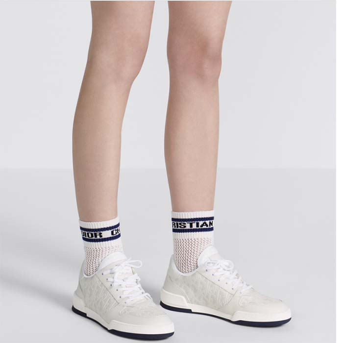 Dior Unisex Dior One Sneaker White Dior Oblique Perforated Calfskin