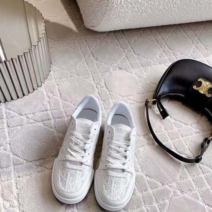 Dior Unisex Dior One Sneaker White Dior Oblique Perforated Calfskin