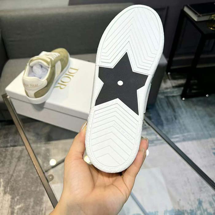Dior Unisex Dior Star Sneaker Pastel Peyote Green Suede Calfskin and White Calfskin