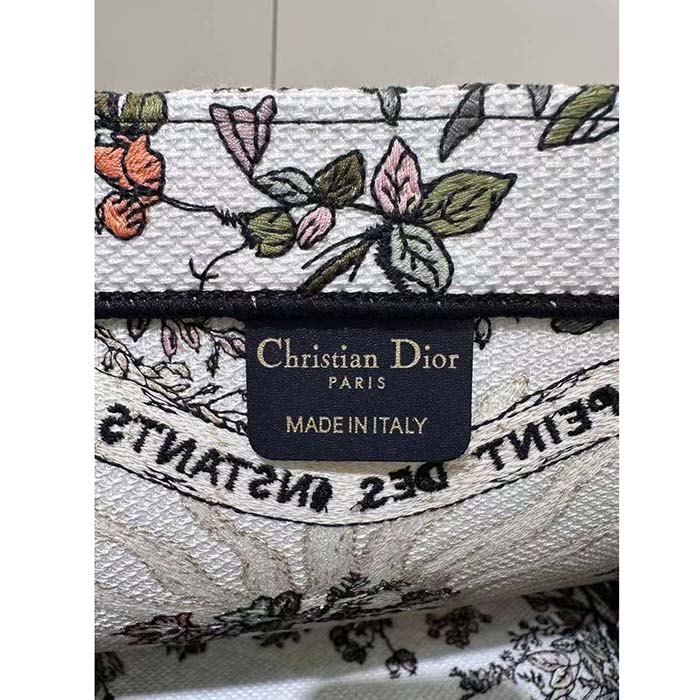 Dior Unisex Large Dior Book Tote Ecru Multicolor 4 Saisons Automne Soleil Embroidery