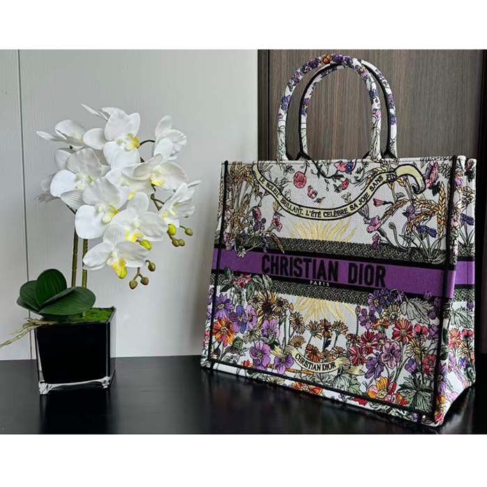 Dior CD Women CD Large Dior Book Tote Ecru Multicolor 4 Saisons Été Soleil