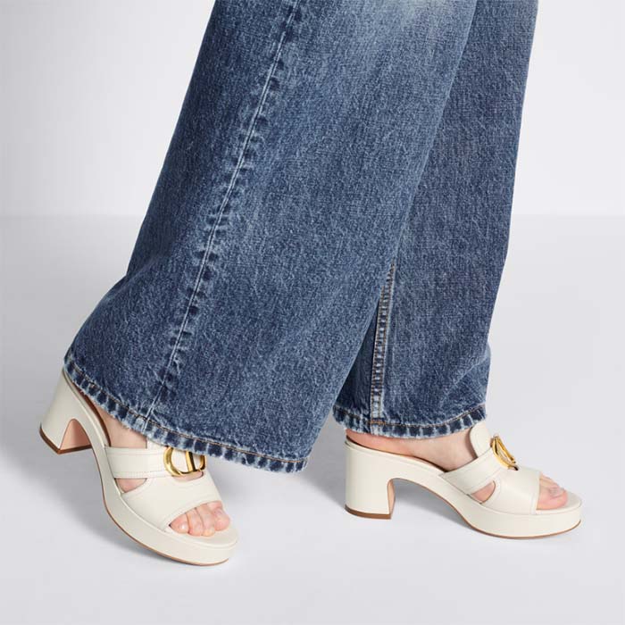 Dior Women CD 30 Montaigne Platform Slide White Calfskin