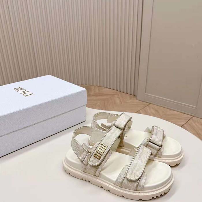 Dior Women CD Dioract Sandal Technical Fabric Allover Butterfly Print