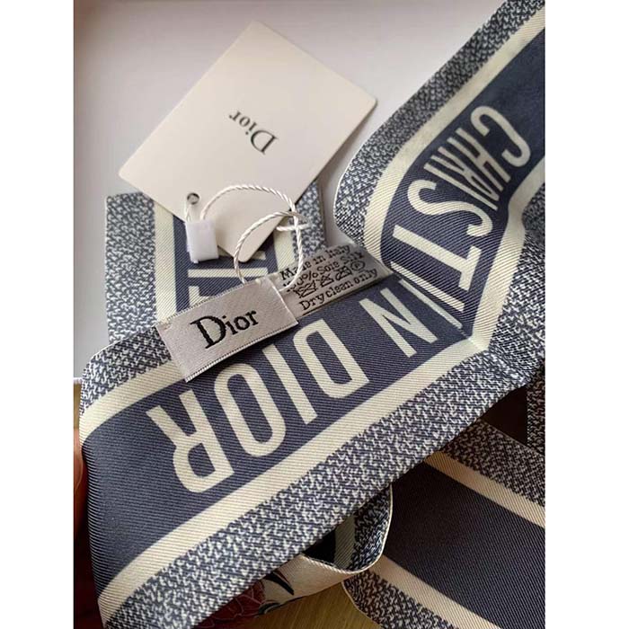 Dior Women CD Jardin D’Hiver Mitzah Scarf White Multicolor Silk Twill