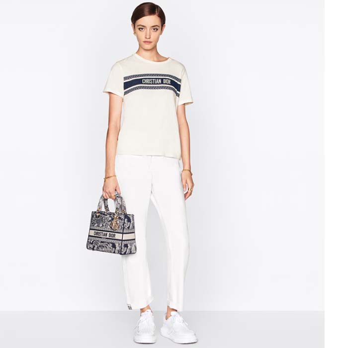 Dior Women CD Medium Lady D-Lite Bag Blue Toile De Jouy Reverse