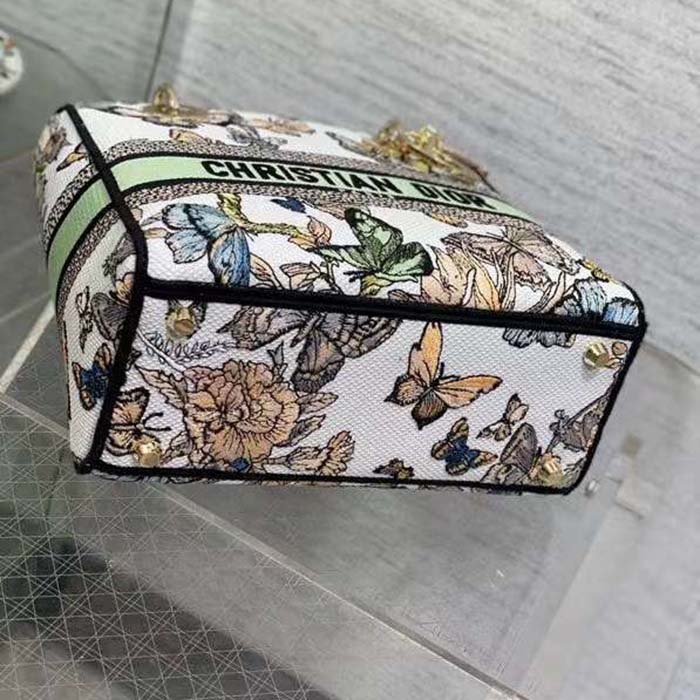 Dior Women CD Medium Lady D-Lite Bag White Multicolor Toile De Jouy Mexico