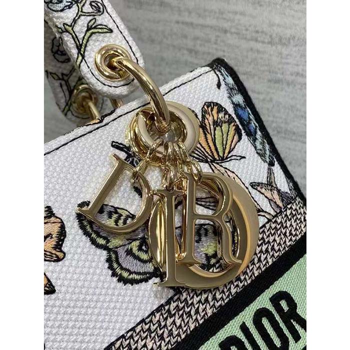 Dior Women CD Medium Lady D-Lite Bag White Multicolor Toile De Jouy Mexico
