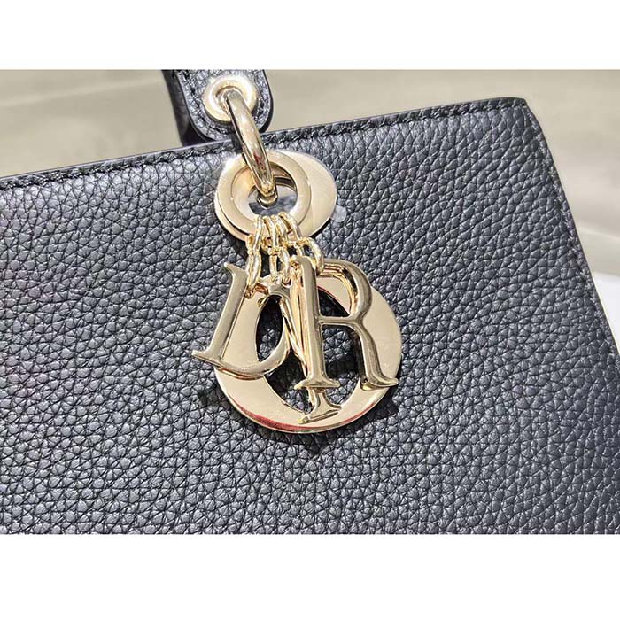 Dior Women CD Medium Lady D-Sire My ABCDior Bag Black Bull Leather