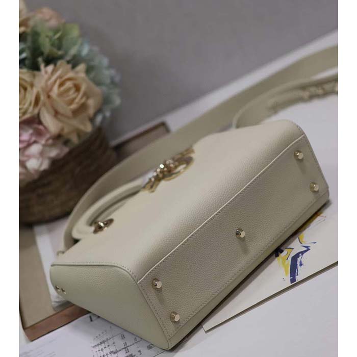 Dior Women CD Medium Lady D-Sire My ABCDior Bag Powder Beige Bull Leather