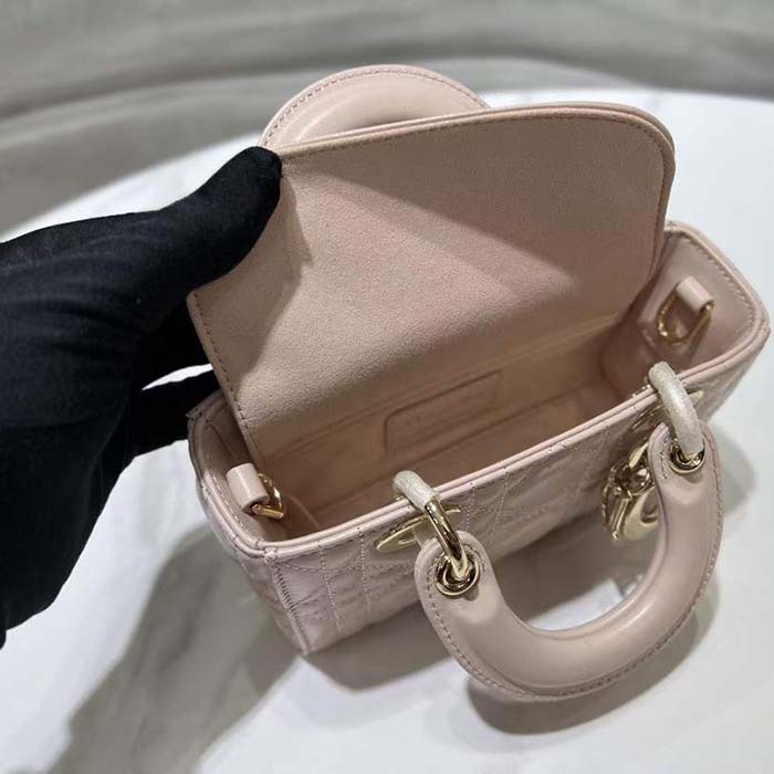 Dior Women CD Mini Dior Book Tote Trench Beige Macrocannage Calfskin