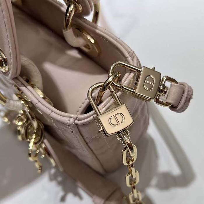 Dior Women CD Mini Dior Book Tote Trench Beige Macrocannage Calfskin