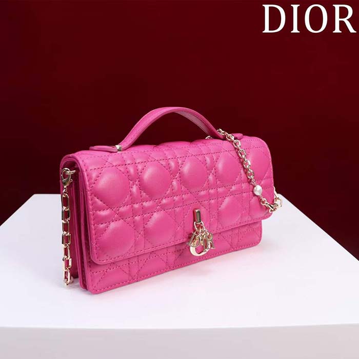Dior Women CD My Dior Mini Bag Passion Pink Cannage Lambskin