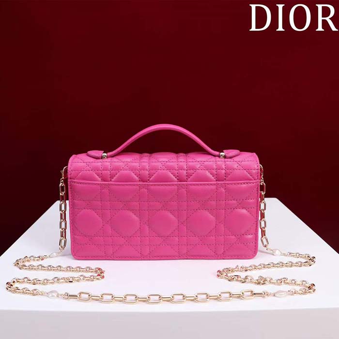 Dior Women CD My Dior Mini Bag Passion Pink Cannage Lambskin