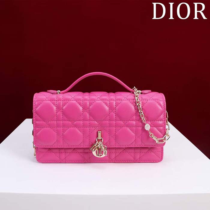 Dior Women CD My Dior Mini Bag Passion Pink Cannage Lambskin