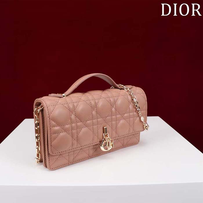 Dior Women CD My Dior Mini Bag Rose Des Vents Cannage Lambskin