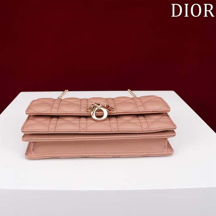 Dior Women CD My Dior Mini Bag Rose Des Vents Cannage Lambskin
