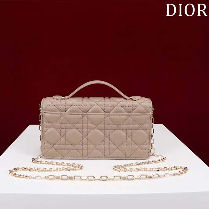 Dior Women CD My Dior Mini Bag Warm Taupe Cannage Lambskin