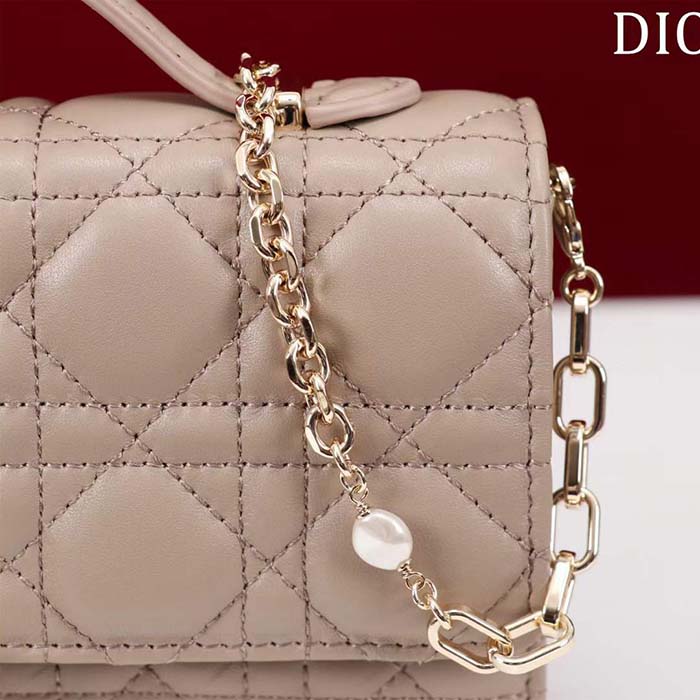 Dior Women CD My Dior Mini Bag Warm Taupe Cannage Lambskin