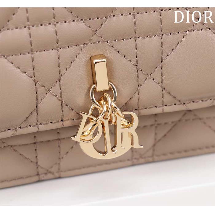 Dior Women CD My Dior Mini Bag Warm Taupe Cannage Lambskin
