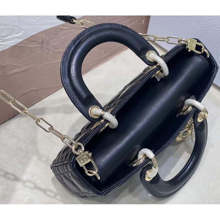 Dior Women CD Small Lady D-Joy Bag Black Cannage Lambskin