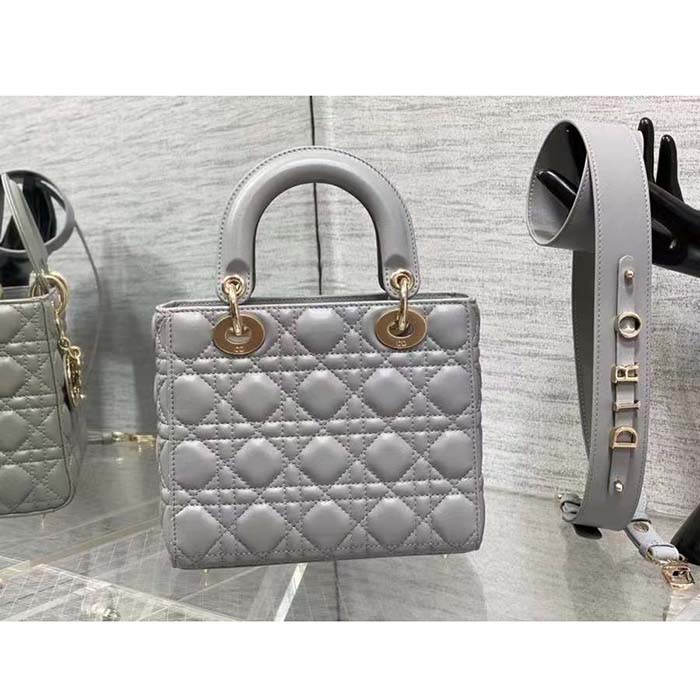 Dior Women CD Small Lady Dior My ABCDior Bag Steel Gray Cannage Lambskin