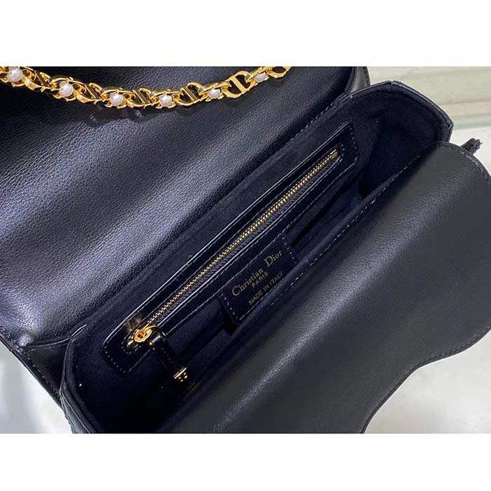 Dior Women Mini Dior Jolie Top Handle Bag Black Cannage Calfskin