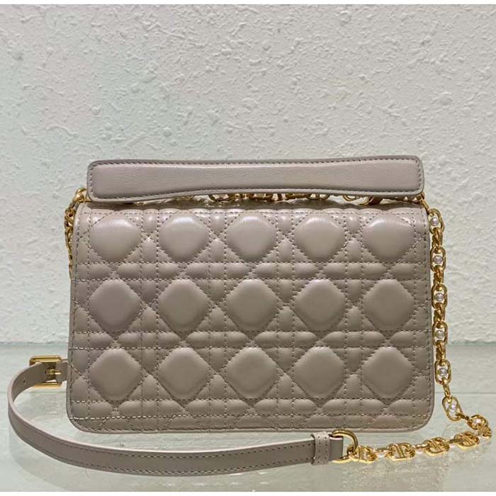 Dior Women Mini Dior Jolie Top Handle Bag Powder Beige Cannage Calfskin