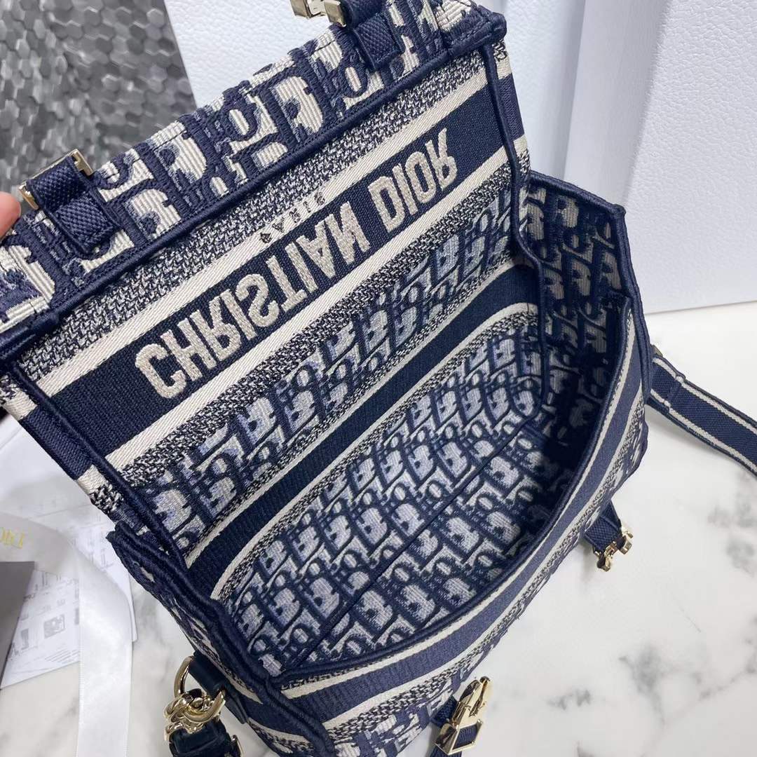 Dior Unisex Small Diorcamp Bag Blue Dior Oblique Embroidery