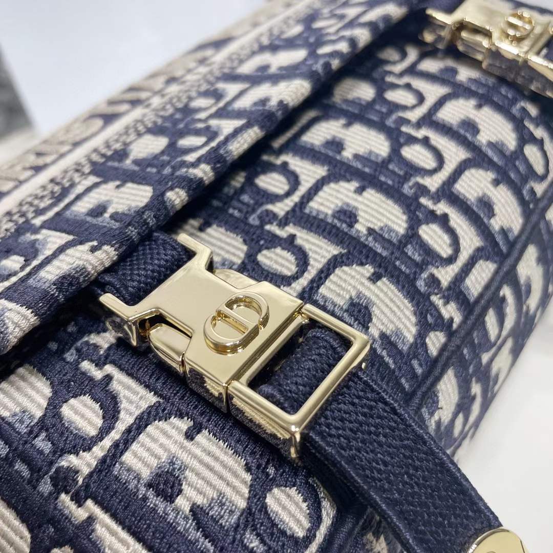 Dior Unisex Small Diorcamp Bag Blue Dior Oblique Embroidery