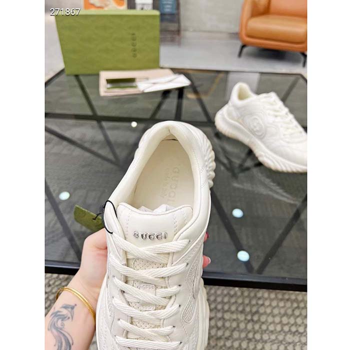 G*u*i gg unisex ripple sneaker off white leather mesh lightweight lace-up low heel