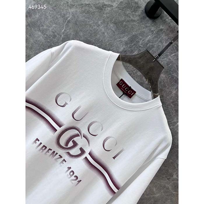G*u*i men gg cotton jersey t-shirt G*u*i print red white crewneck short sleeves